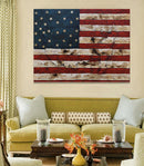 American Flag & Map 3D Wall Art Sculpture Metal Cutout Painting on Wood Canvas