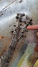 Red Guitar 3D Wall Art Painting Metal Cutout Mixed Media Assemblage Decor