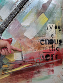 Red Guitar 3D Wall Art Painting Metal Cutout Mixed Media Assemblage Decor