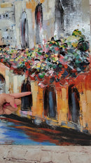 Venice Canal Gondola Scene 3D Mixed Media Wall Art Painting on Metal & Wood