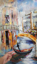Venice Canal Gondola Scene 3D Mixed Media Wall Art Painting on Metal & Wood