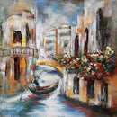 Venice Canal Gondola Scene 3D Mixed Media Wall Art Painting on Metal & Wood