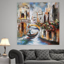 Venice Canal Gondola Scene 3D Mixed Media Wall Art Painting on Metal & Wood