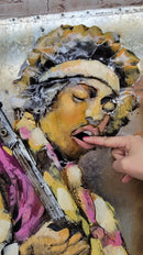 Jimi Hendrix 3D Wall Art Mixed Media Painting on Metal Canvas Electric Guitar