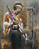 Jimi Hendrix 3D Wall Art Mixed Media Painting on Metal Canvas Electric Guitar