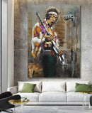 Jimi Hendrix 3D Wall Art Mixed Media Painting on Metal Canvas Electric Guitar