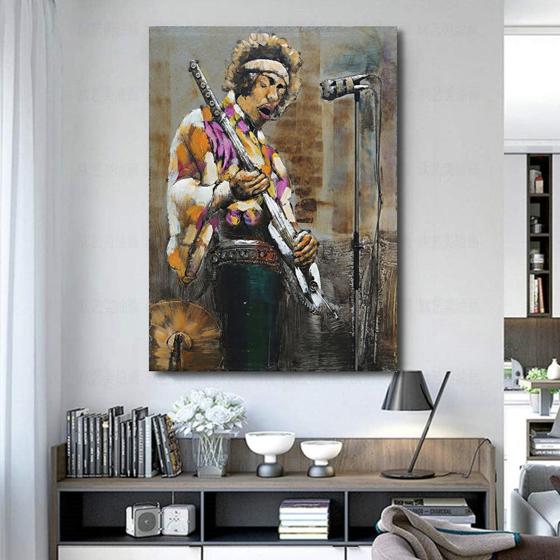 Jimi Hendrix 3D Wall Art Mixed Media Painting on Metal Canvas Electric