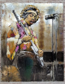 Jimi Hendrix 3D Wall Art Mixed Media Painting on Metal Canvas Electric Guitar