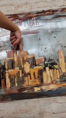 Impressionist 3D Wall Art Painting of NYC Skyline on Metal Canvas