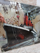 Vintage Steamboat Cruise Ship Docked at Port 3D Metal Painting Hanging Wall Art