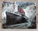 Vintage Steamboat Cruise Ship Docked at Port 3D Metal Painting Hanging Wall Art