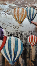 Hot Air Balloons over New York City NYC Skyline 3D Mixed Media Wall Art Metal Wood