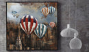 Hot Air Balloons over New York City NYC Skyline 3D Mixed Media Wall Art Metal Wood
