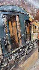 Romantic Couple Waiting for Train in the Rain Painted Metal 3D Wall Art