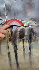 Rainy Day at the Eiffel Tower in Paris, France - 3D Painting Art on Metal Canvas