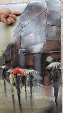 Rainy Day at the Eiffel Tower in Paris, France - 3D Painting Art on Metal Canvas