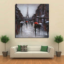 Rainy Day at the Eiffel Tower in Paris, France - 3D Painting Art on Metal Canvas