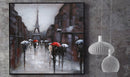 Rainy Day at the Eiffel Tower in Paris, France - 3D Painting Art on Metal Canvas