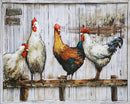 Chicken Coop Roosters Farm Animals 3D Mixed Media Wall Art Painting on Metal & Wood