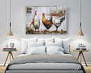 Chicken Coop Roosters Farm Animals 3D Mixed Media Wall Art Painting on Metal & Wood