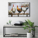 Chicken Coop Roosters Farm Animals 3D Mixed Media Wall Art Painting on Metal & Wood