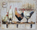 Chicken Coop Roosters Farm Animals 3D Mixed Media Wall Art Painting on Metal & Wood