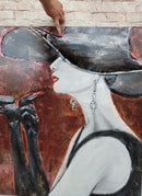 Fashionable Woman Applying Lipstick Mixed Media 3D Wall Art Painting Metal & Wood