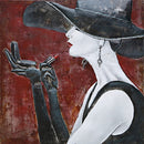 Fashionable Woman Applying Lipstick Mixed Media 3D Wall Art Painting Metal & Wood