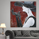 Fashionable Woman Applying Lipstick Mixed Media 3D Wall Art Painting Metal & Wood