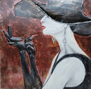 Fashionable Woman Applying Lipstick Mixed Media 3D Wall Art Painting Metal & Wood