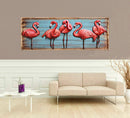 Custom Artwork 3D Pastel Marsh Land Flamingo Wall Painting Bedroom 3-D Decor