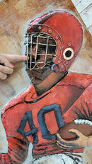 Football Player 3D Mixed Media Wall Art Painting Metal Wood Art