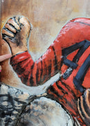 Football Player 3D Mixed Media Wall Art Painting Metal Wood Art