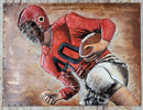 Football Player 3D Mixed Media Wall Art Painting Metal Wood Art