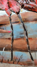 Pair of Flamingos Mixed Media 3D Wall Art Painting on Metal & Wood