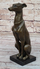 Greyhound Whippet Slender Dog Bronze Metal Modern Art Sculpture Statue Figure Marble Base