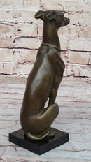 Greyhound Whippet Slender Dog Bronze Metal Modern Art Sculpture Statue Figure Marble Base