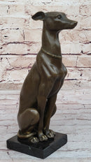 Greyhound Whippet Slender Dog Bronze Metal Modern Art Sculpture Statue Figure Marble Base