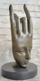 Signed Salvador Dali Gesture Hand Brown Patina 100% Solid Bronze Sculpture Gift