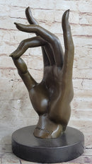 Signed Salvador Dali Gesture Hand Brown Patina 100% Solid Bronze Sculpture Gift