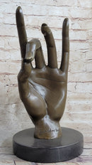 Signed Salvador Dali Gesture Hand Brown Patina 100% Solid Bronze Sculpture Gift