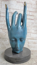 Salvador Dali Human Face Hand Made Bronze Sculpture Special Patina Statue Decor
