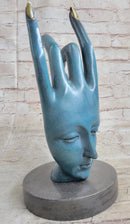 Salvador Dali Human Face Hand Made Bronze Sculpture Special Patina Statue Decor