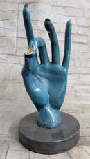 Salvador Dali Human Face Hand Made Bronze Sculpture Special Patina Statue Decor