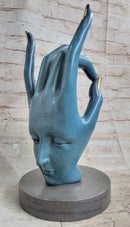 Salvador Dali Human Face Hand Made Bronze Sculpture Special Patina Statue Decor