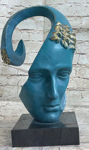 Surreal Salvador Dali Bronze Sculpture Modernist Abstract Face Art Marble Base