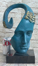 Surreal Salvador Dali Bronze Sculpture Modernist Abstract Face Art Marble Base