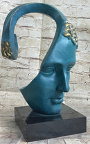 Surreal Salvador Dali Bronze Sculpture Modernist Abstract Face Art Marble Base
