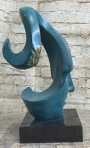 Surreal Salvador Dali Bronze Sculpture Modernist Abstract Face Art Marble Base