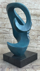 Surreal Salvador Dali Bronze Sculpture Modernist Abstract Face Art Marble Base